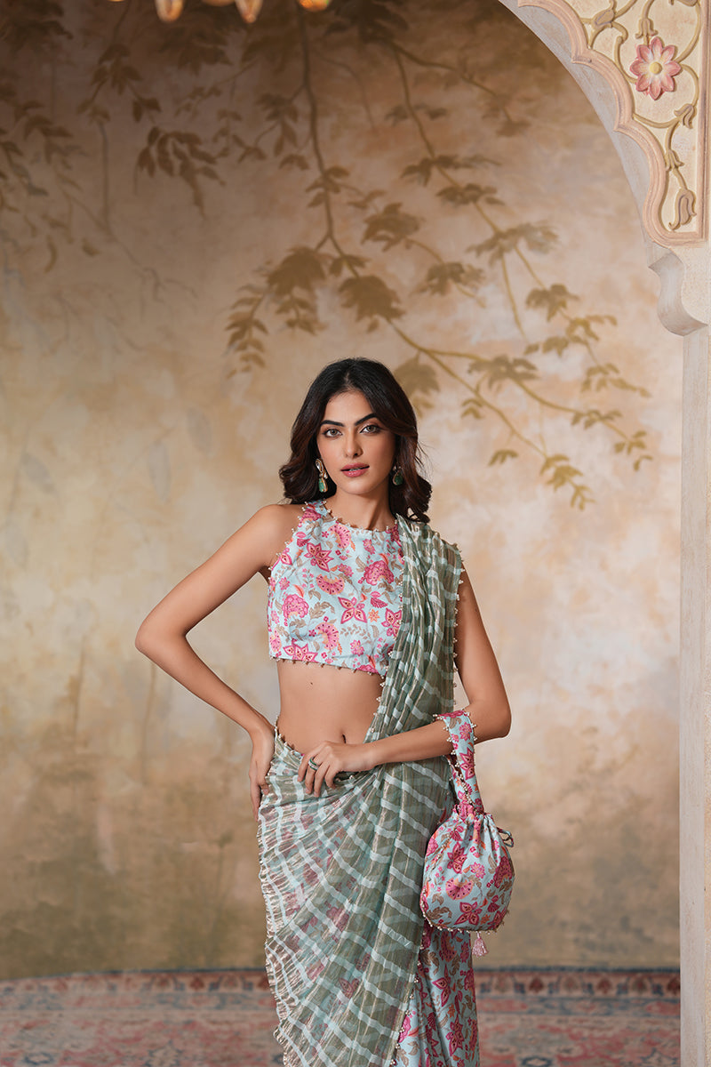 Seher Pearl Tissue Silk Saree (Gulabi Savera by Unnati Garg)