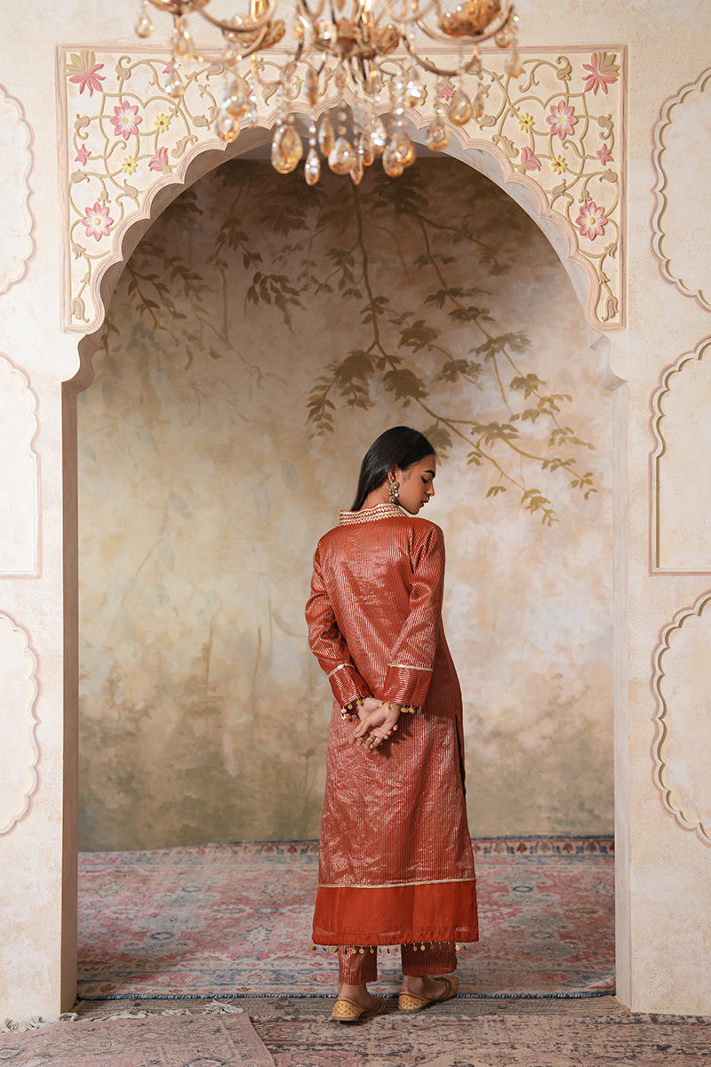Zangi Gota Kurta Set (Gulabi Savera by Unnati Garg)