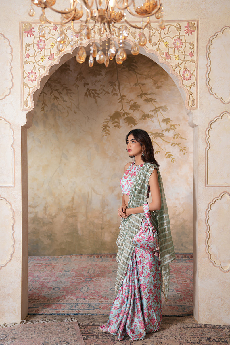 Seher Pearl Tissue Silk Saree (Gulabi Savera by Unnati Garg)