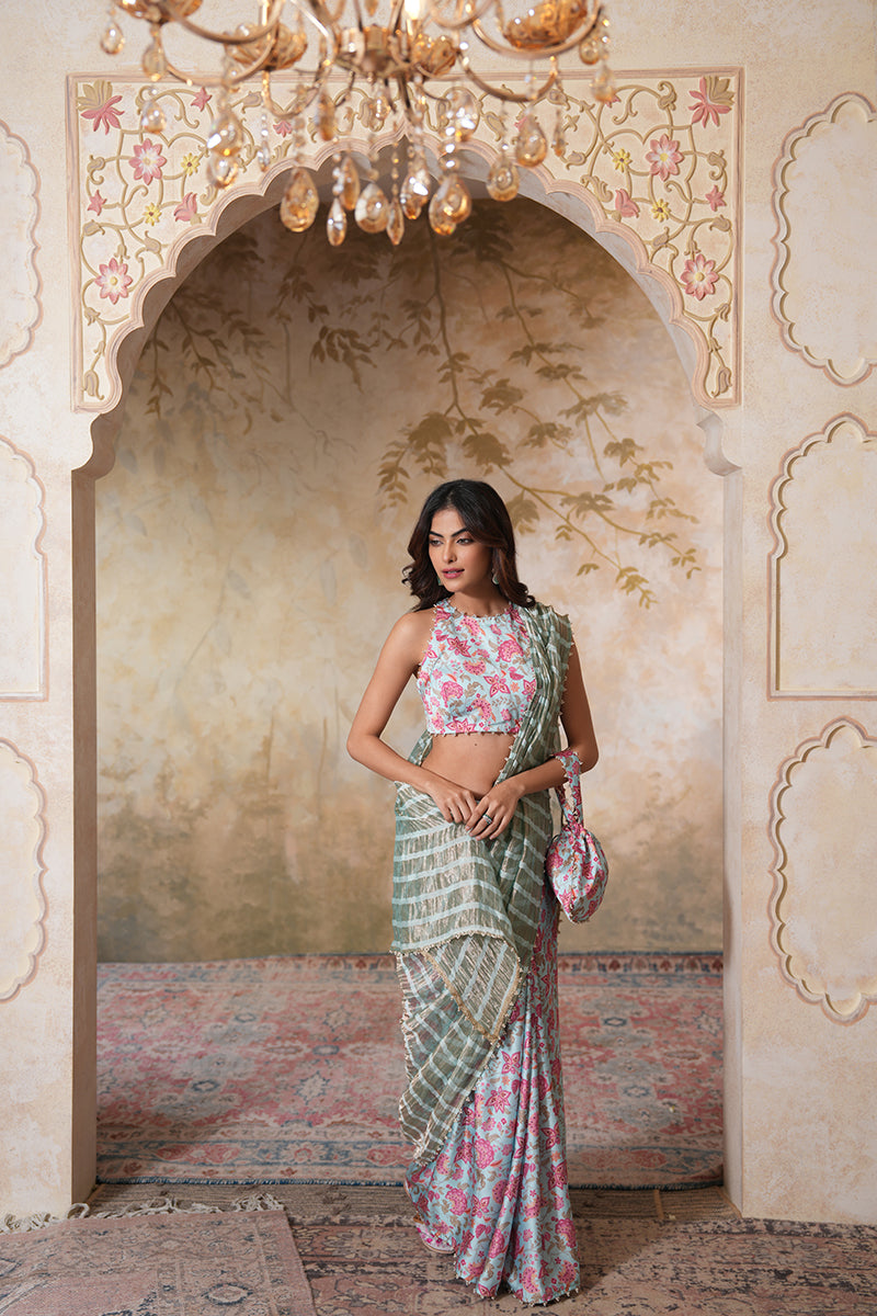Seher Pearl Tissue Silk Saree (Gulabi Savera by Unnati Garg)