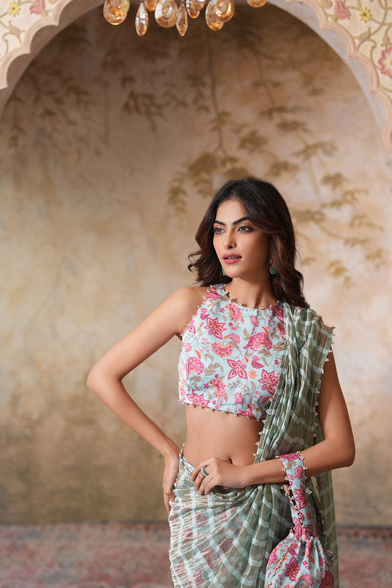 Seher Pearl Tissue Silk Saree (Gulabi Savera by Unnati Garg)