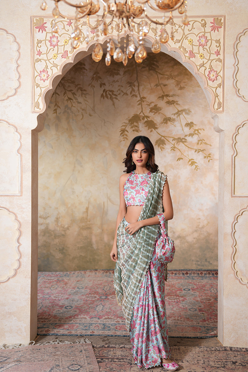 Seher Pearl Tissue Silk Saree (Gulabi Savera by Unnati Garg)