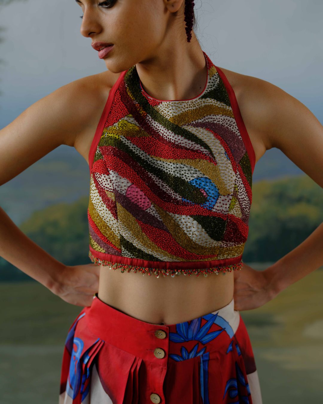 Scarlet Meadow Skirt Set