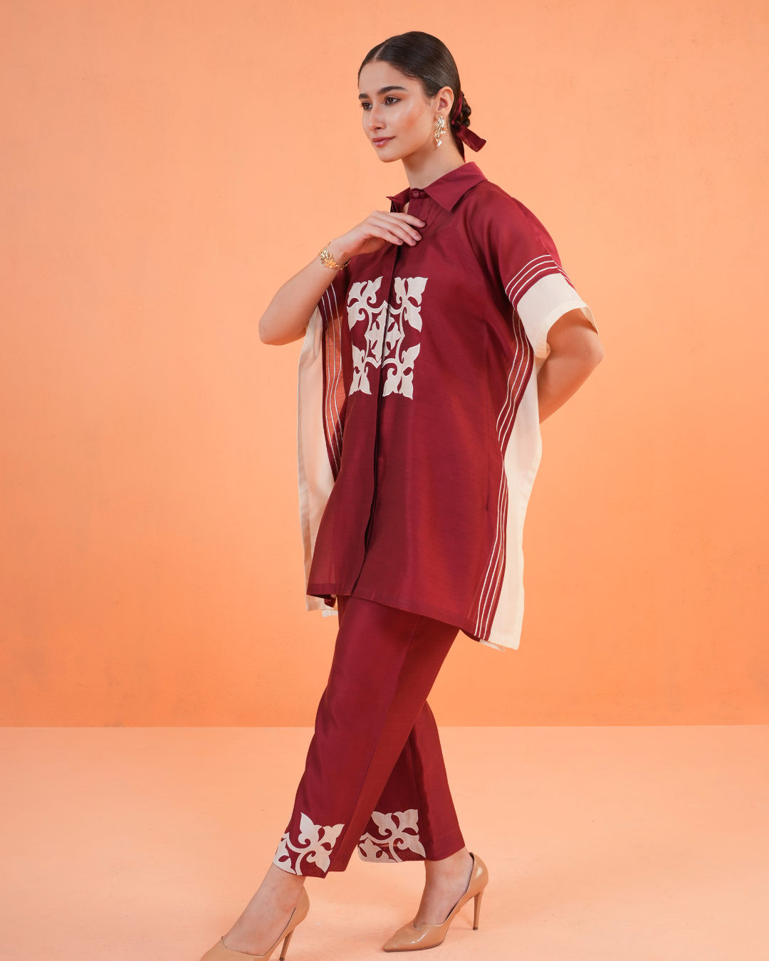 ORIGANI Maroon Medina Tunic Set