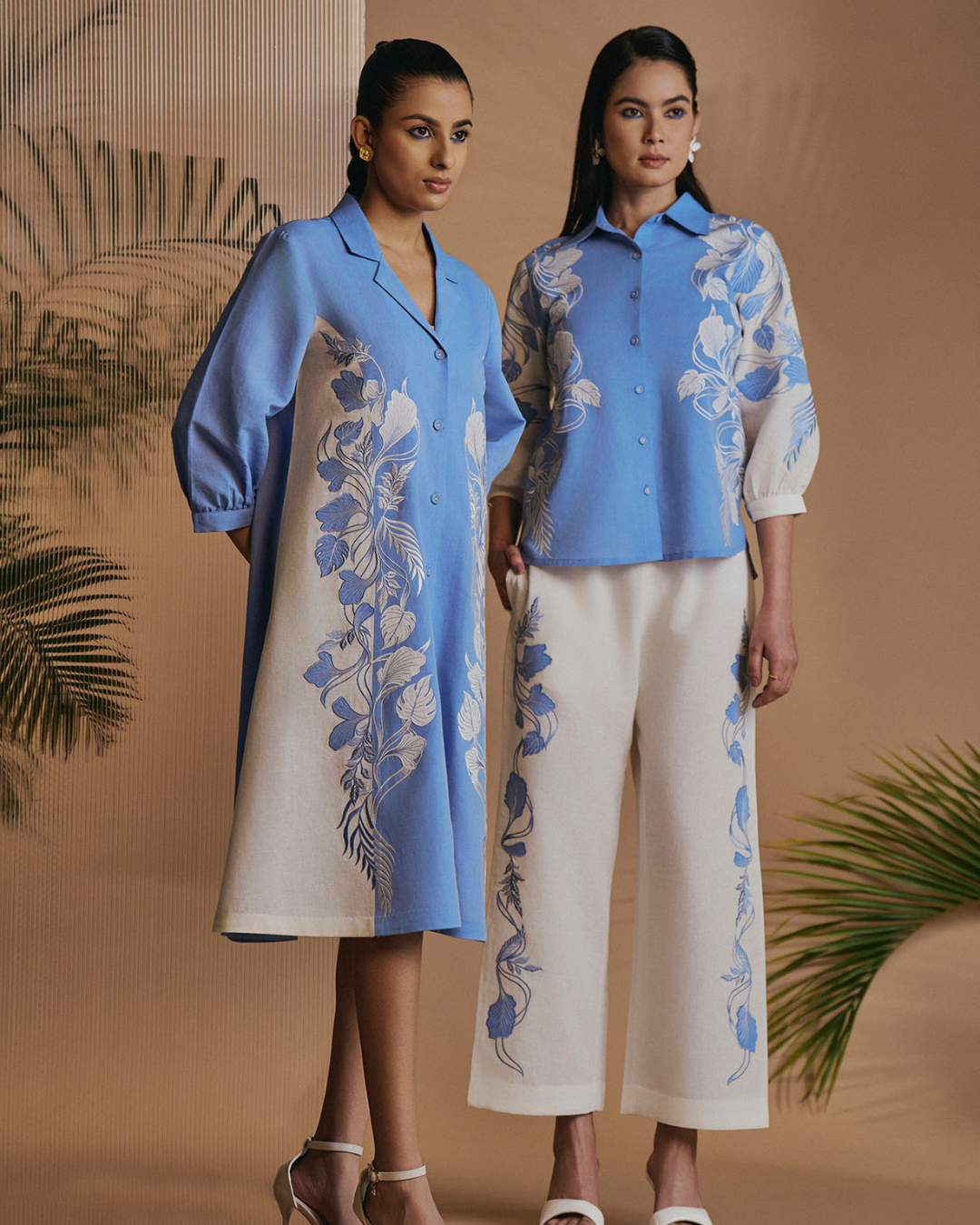 ORIGANI Blue Petal Safari A-Line Dress