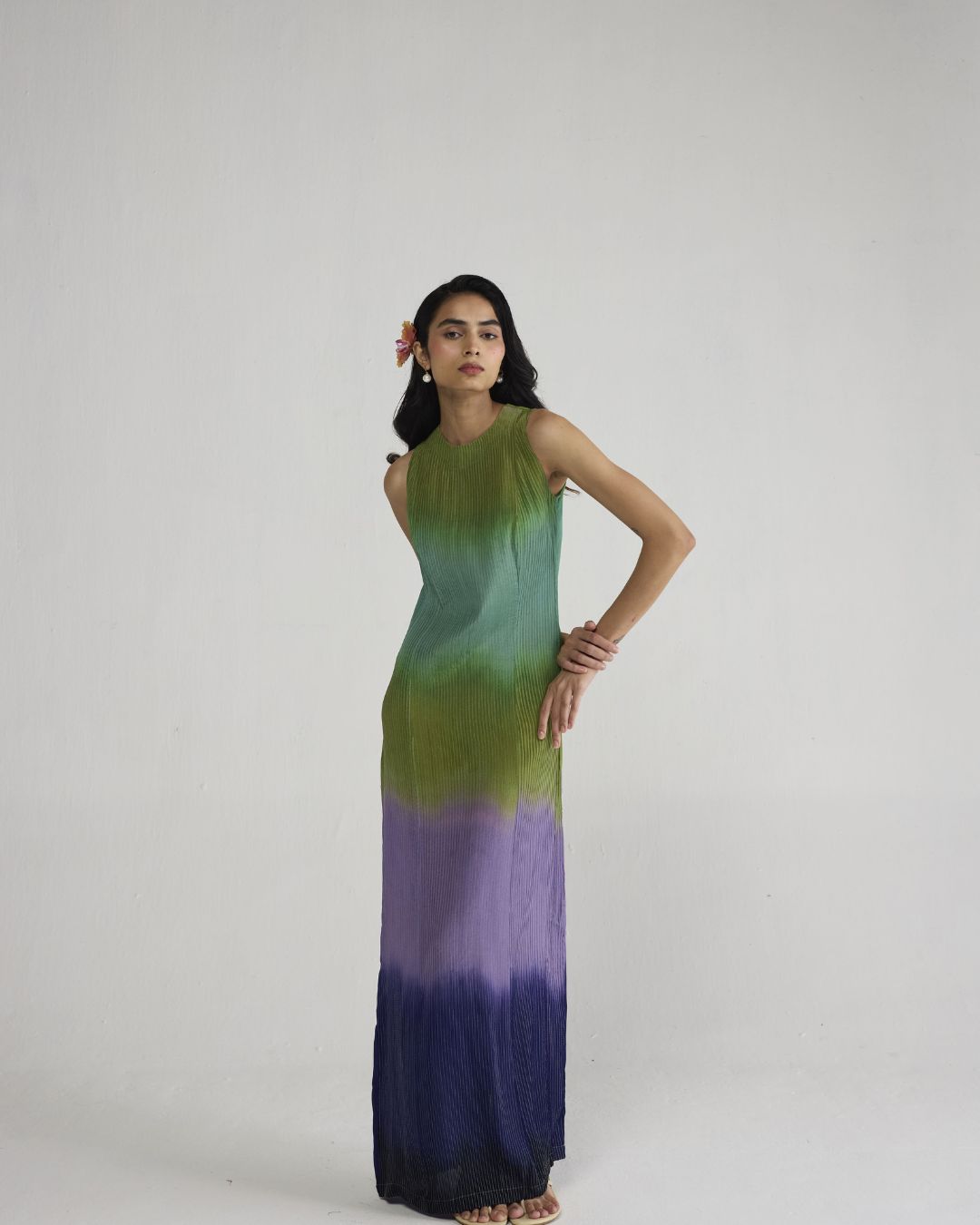 Hana Pintucks Crepe Dress