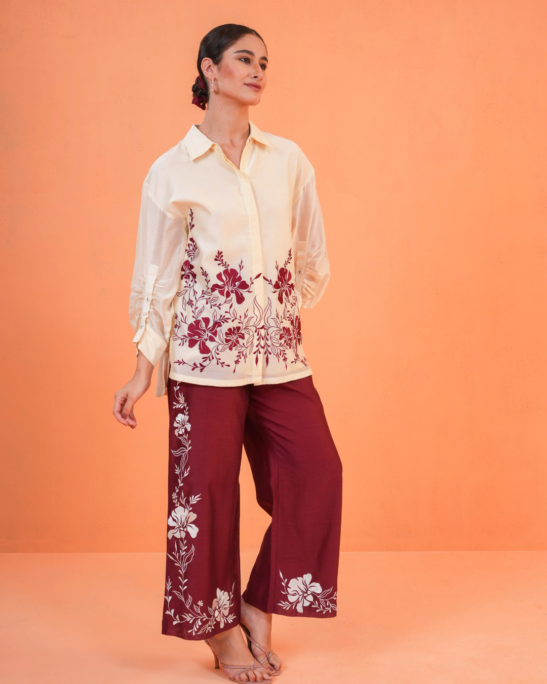 ORIGANI Maroon Mirage Co-ord Set