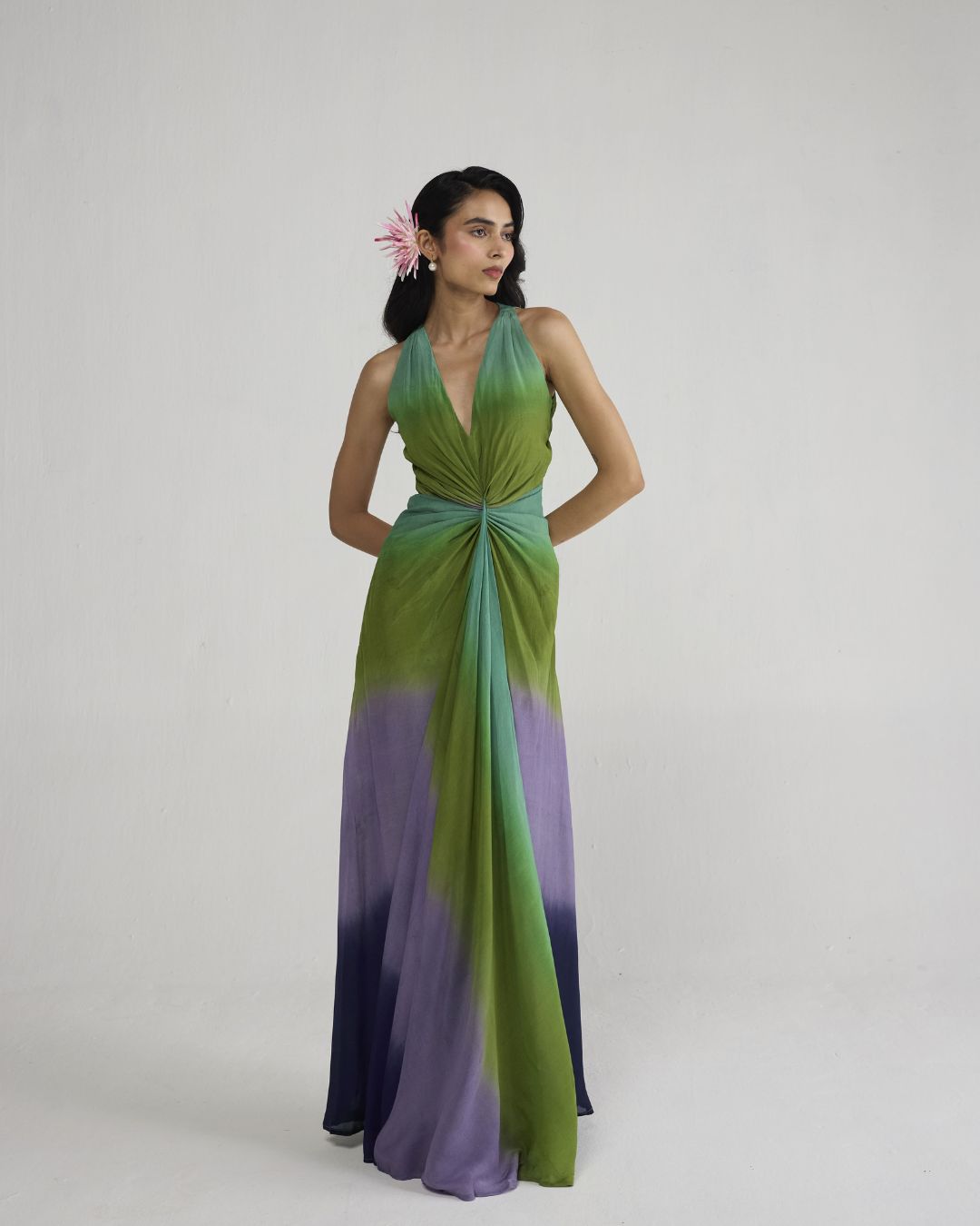 Hana V-Neck Draped Dress