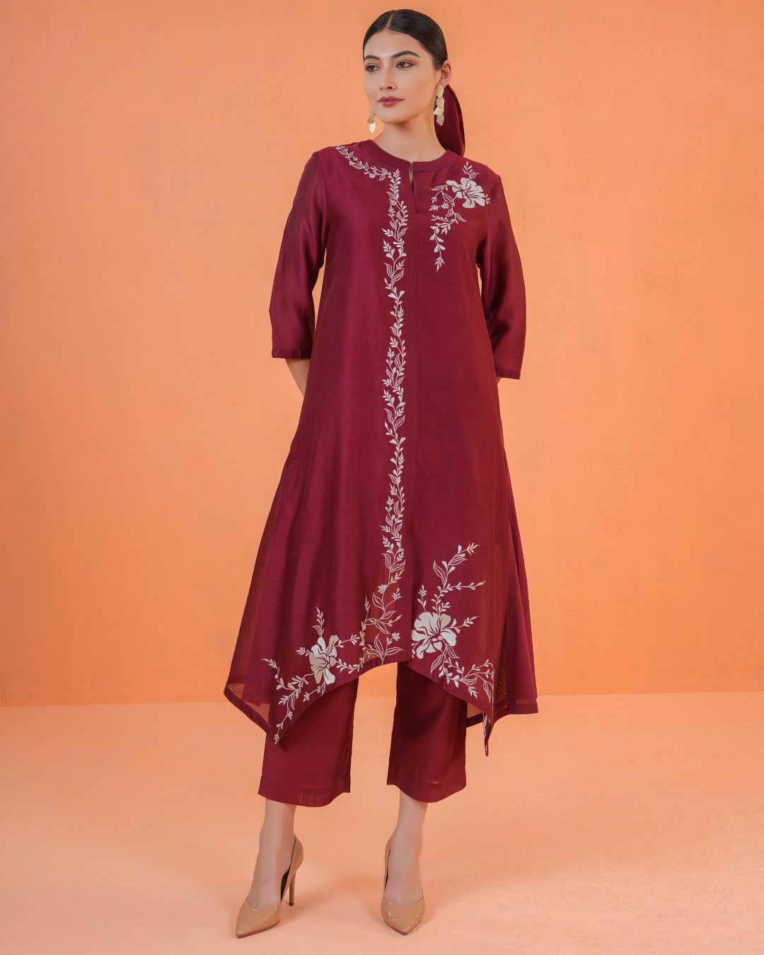 ORIGANI Maroon Mirage Suit Set