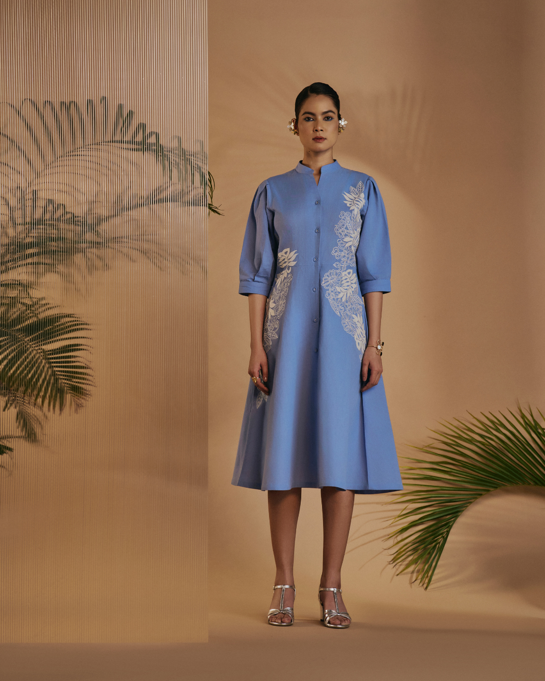 ORIGANI Blue Fit & Flare Dress