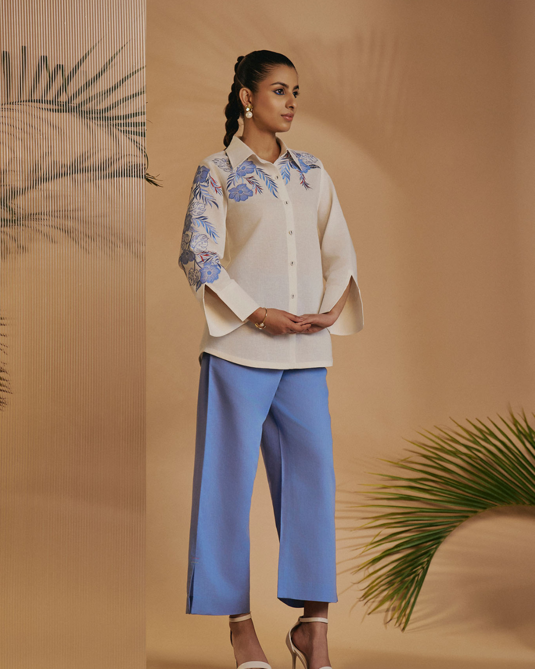 ORIGANI Ivory Blue Flora Co-ord Set
