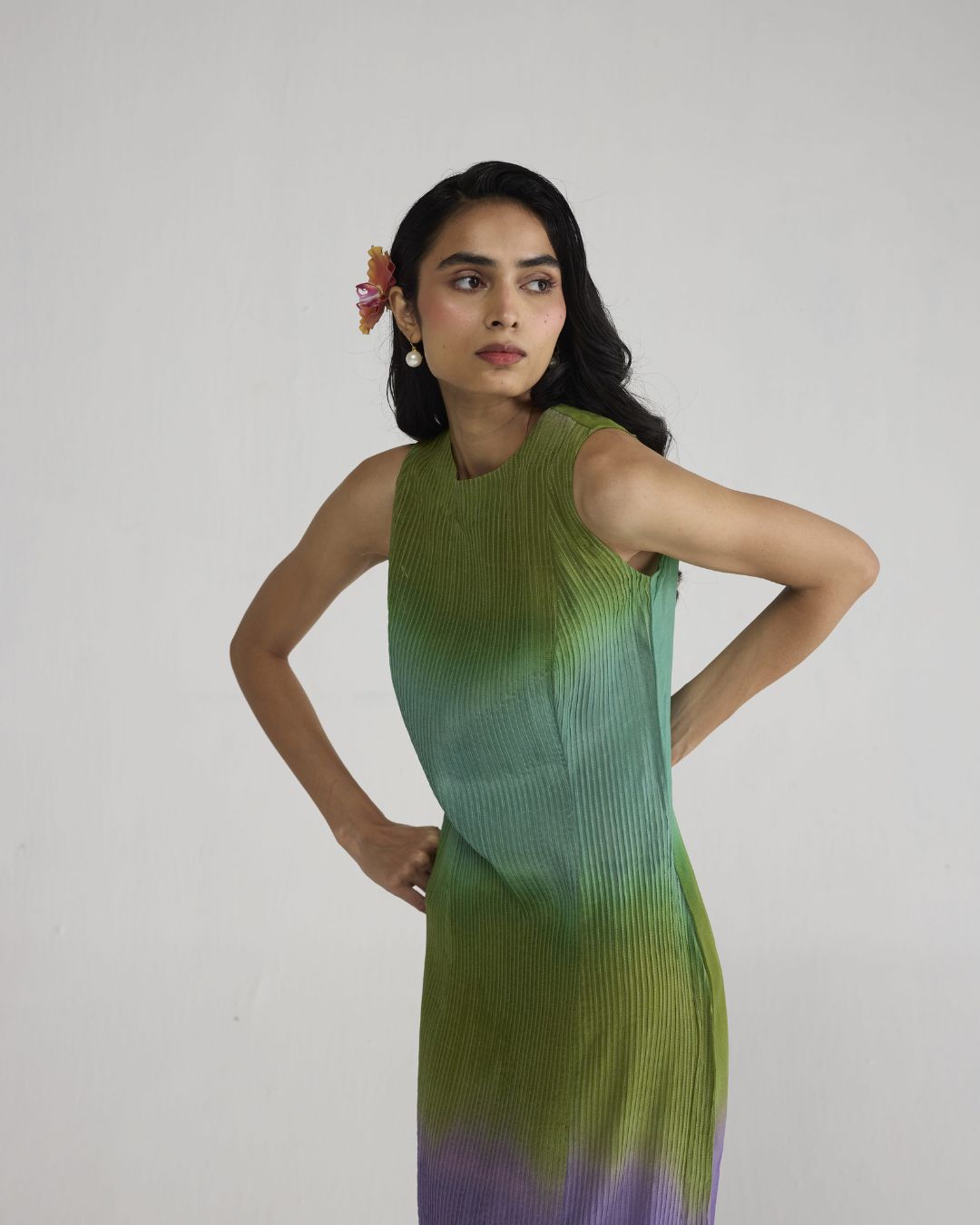 Hana Pintucks Crepe Dress