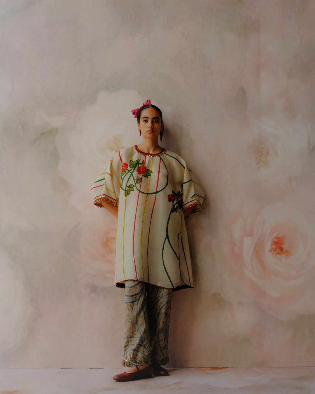 Floral Stripe Kurta Set