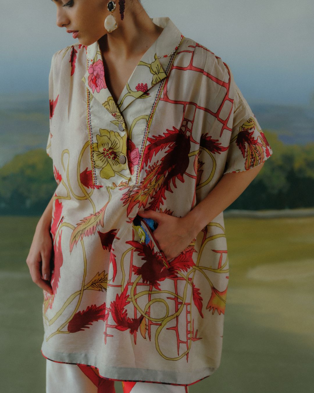 Ivory Vine Kaftan Set