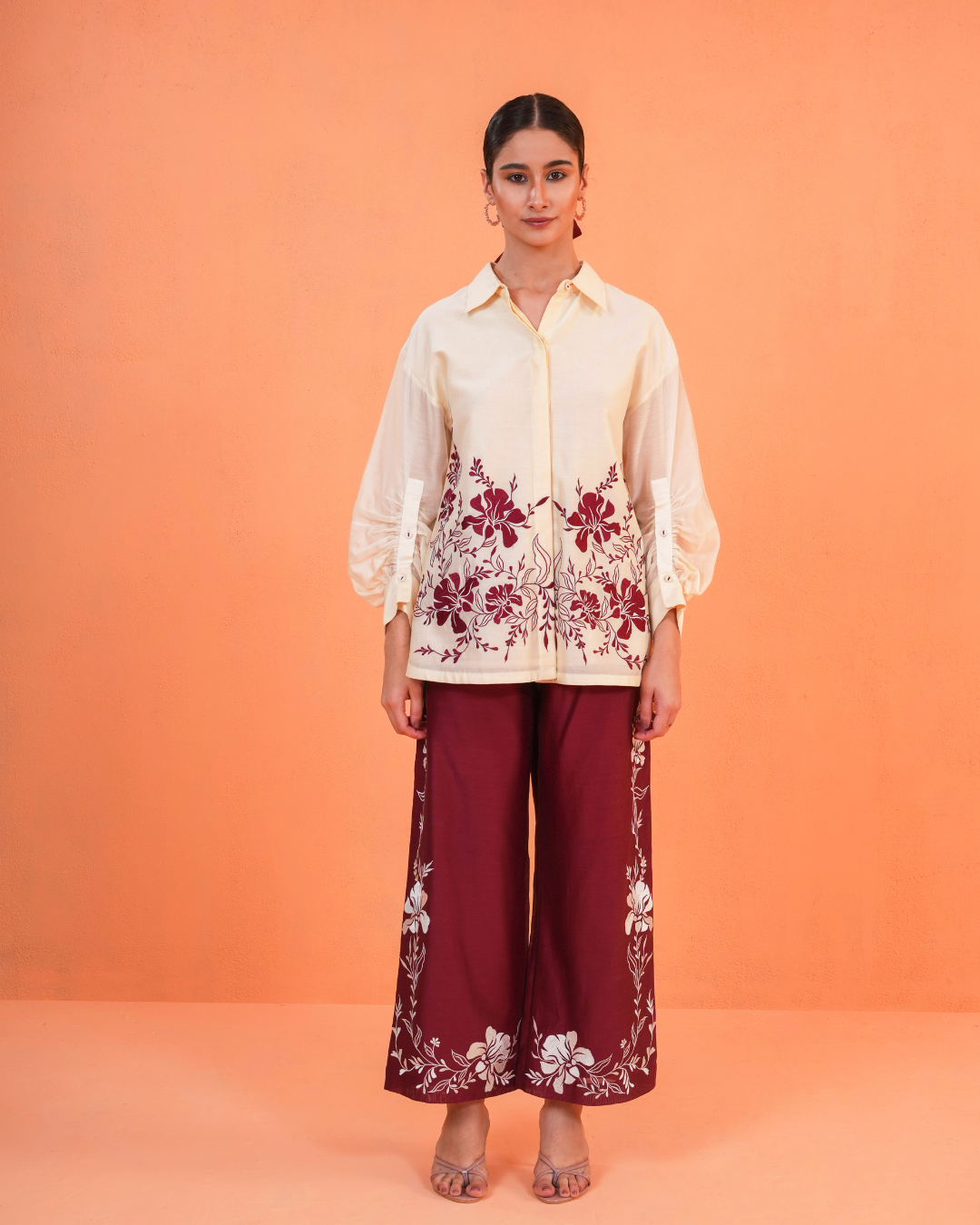 ORIGANI Maroon Mirage Co-ord Set