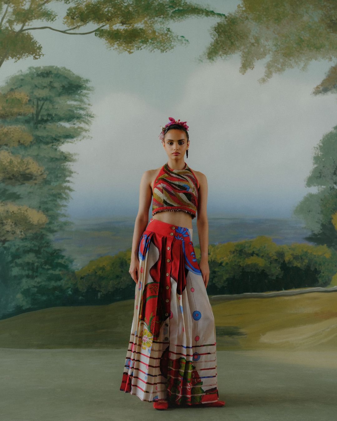 Scarlet Meadow Skirt Set