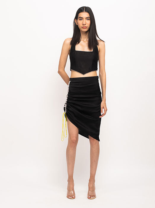 Black-Grey Halter Neck Skirt Set