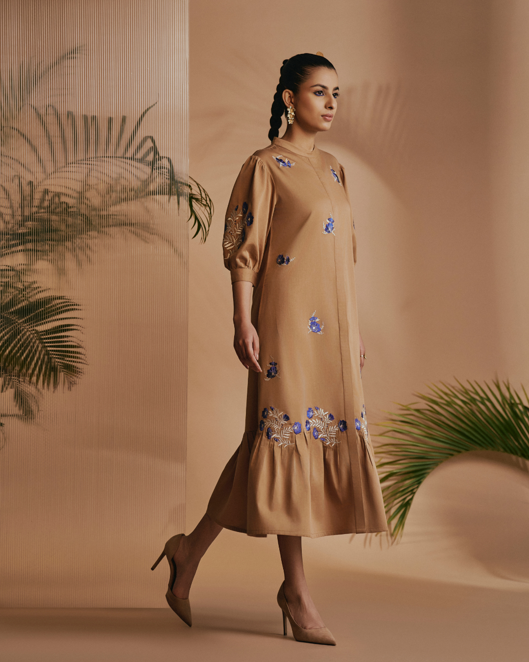ORIGANI Brown Savanna Midi Dress