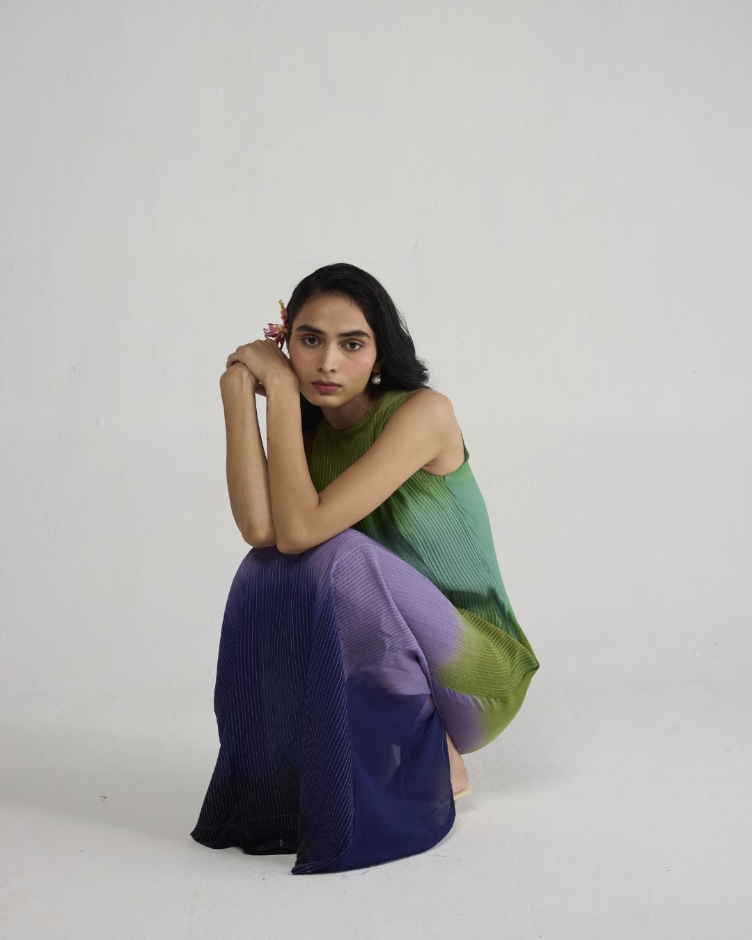 Hana Pintucks Crepe Dress