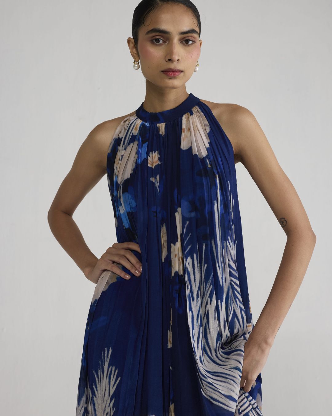 Ren Halterneck Crepe Dress