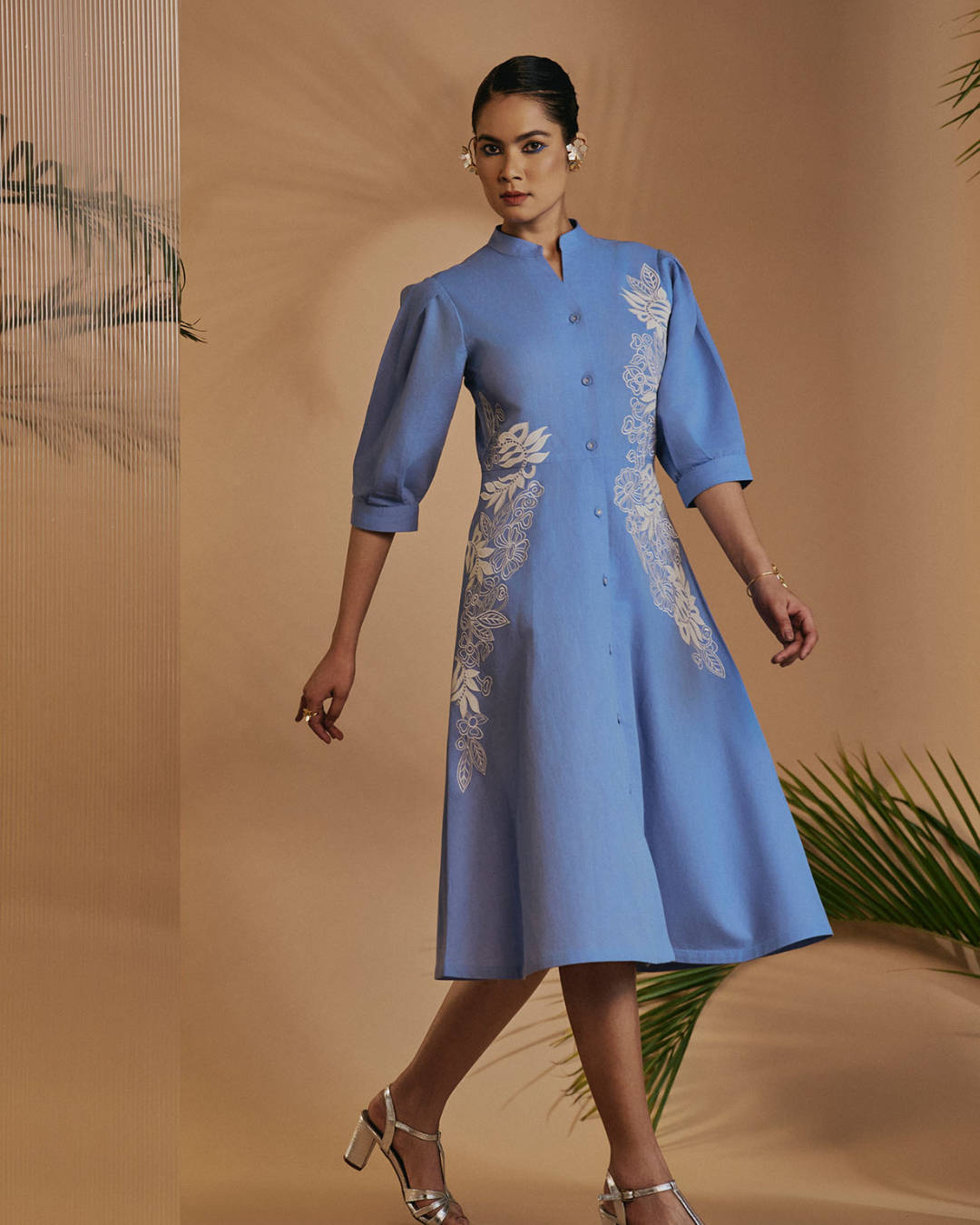 ORIGANI Blue Fit & Flare Dress