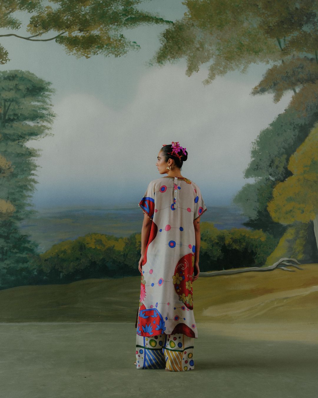 Crimson Bloom Kaftan Set