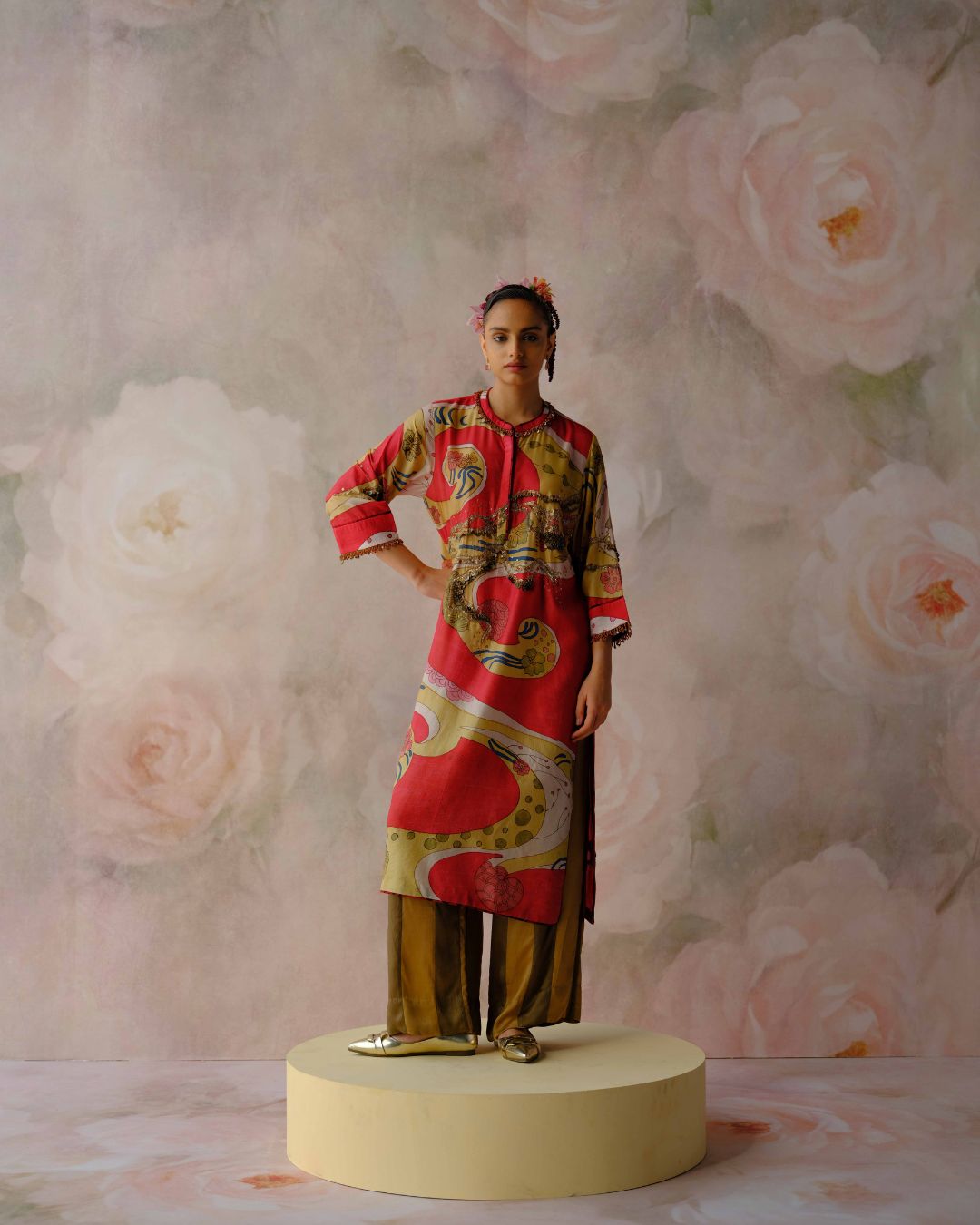 Scarlet Bloom Kurta Set
