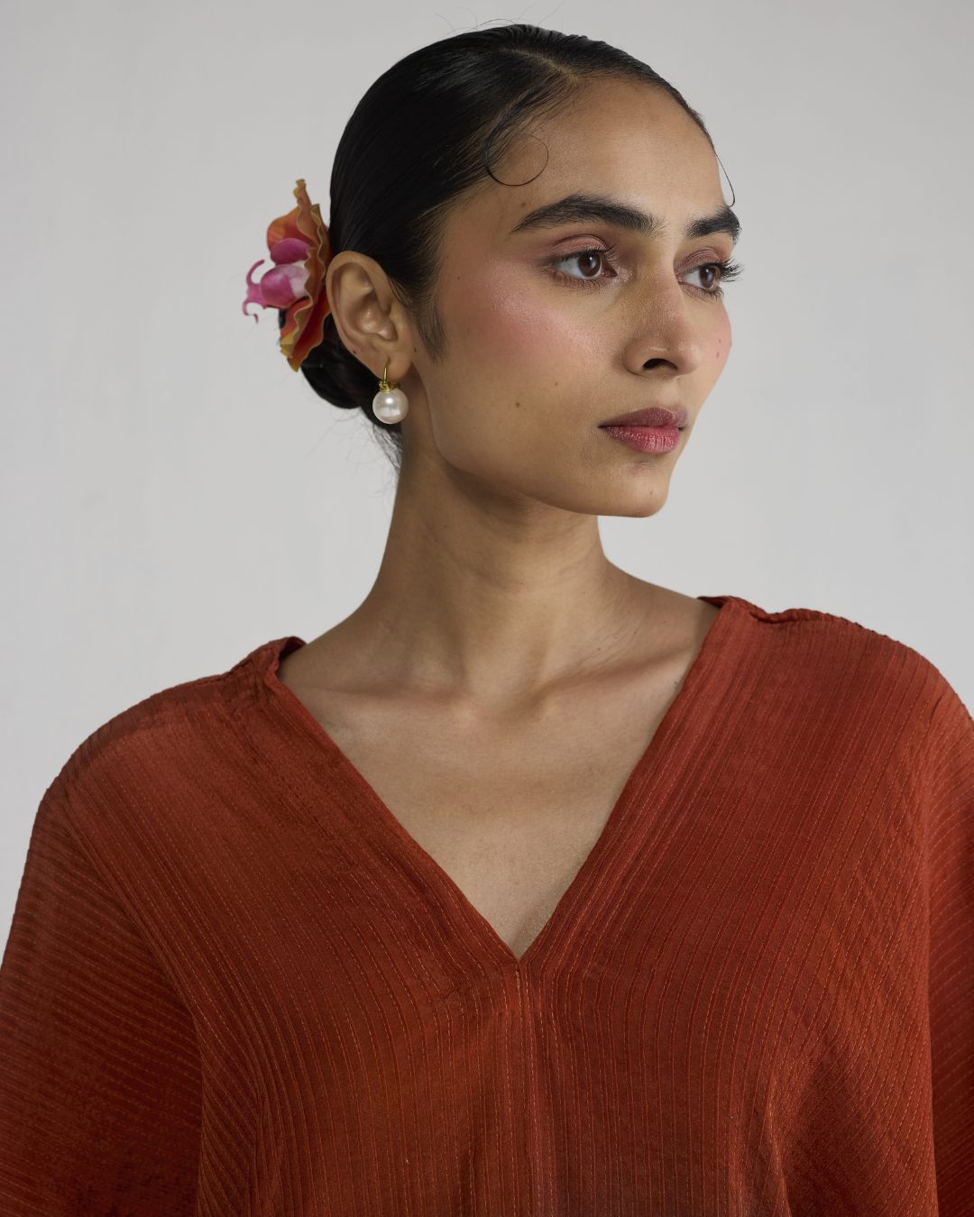 Ume Pintucks Waterfall Kaftan Top