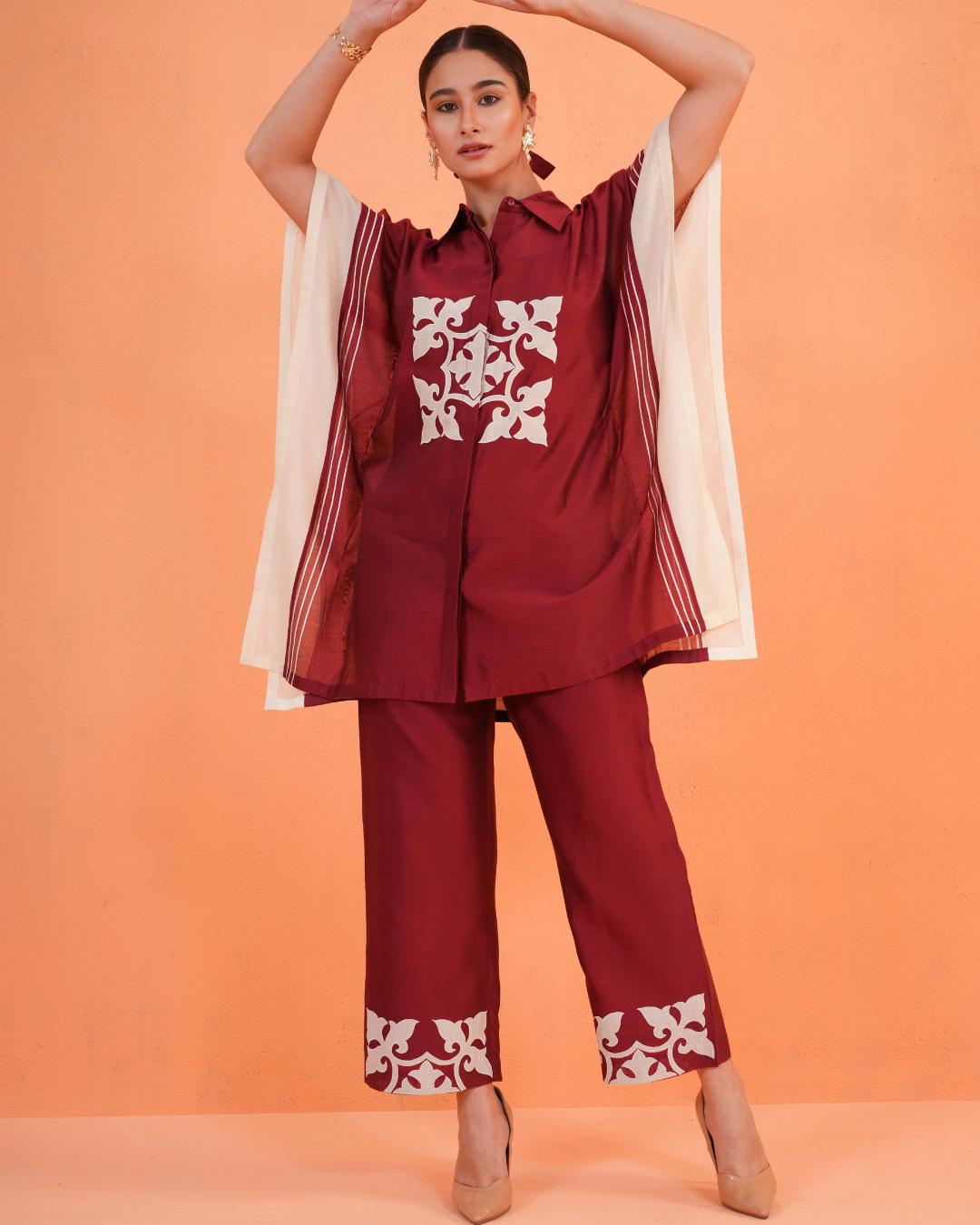 ORIGANI Maroon Medina Tunic Set