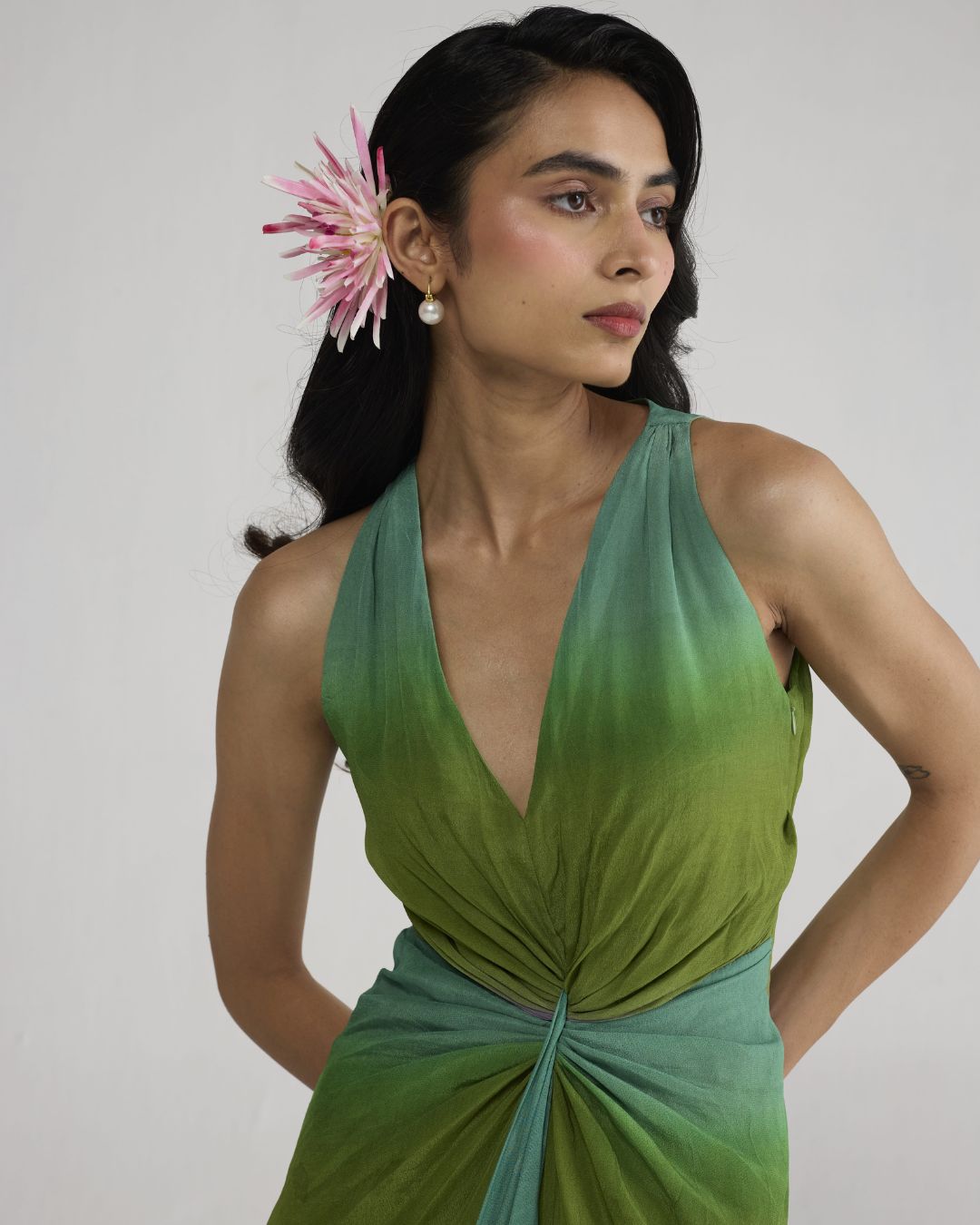 Hana V-Neck Draped Dress