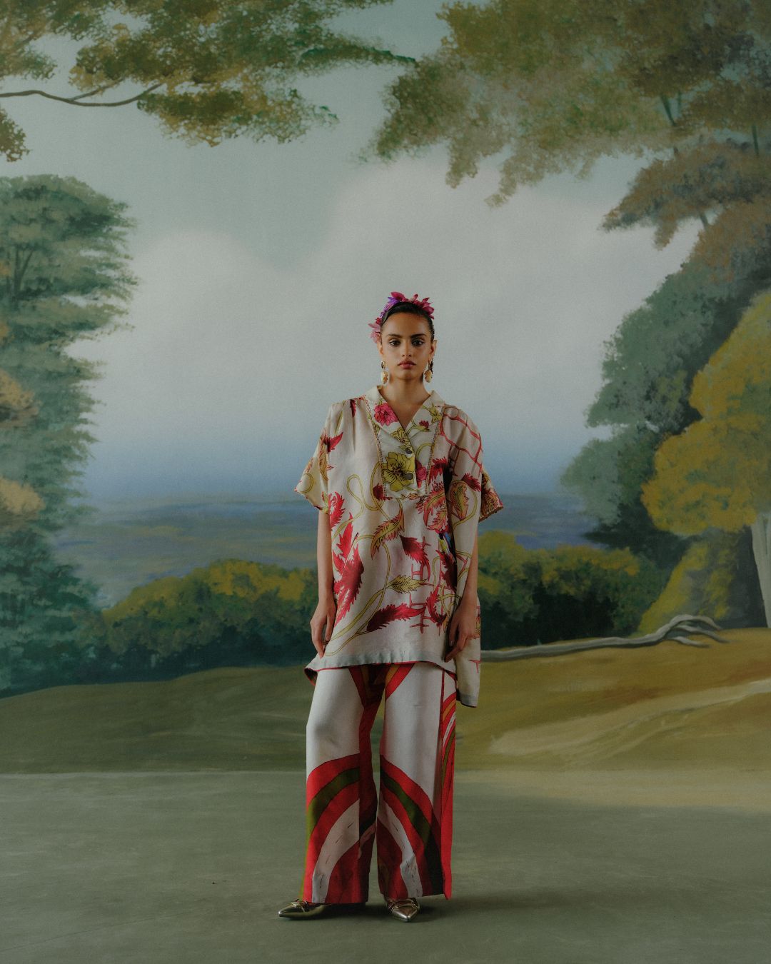 Ivory Vine Kaftan Set