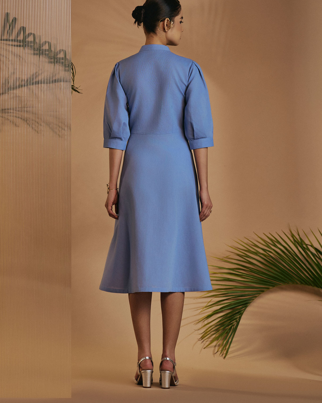 ORIGANI Blue Fit & Flare Dress