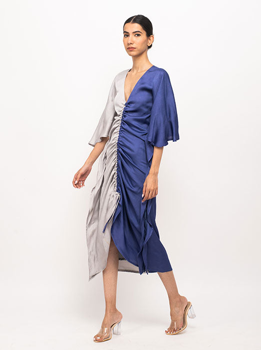 Grey-Blue Kaftan Bodycon Dress
