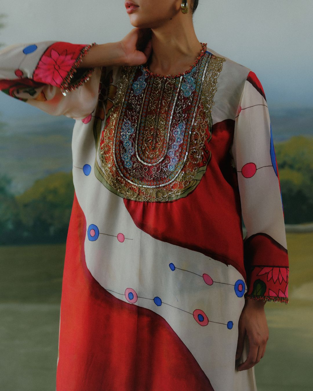 Crimson Wave Kurta Set