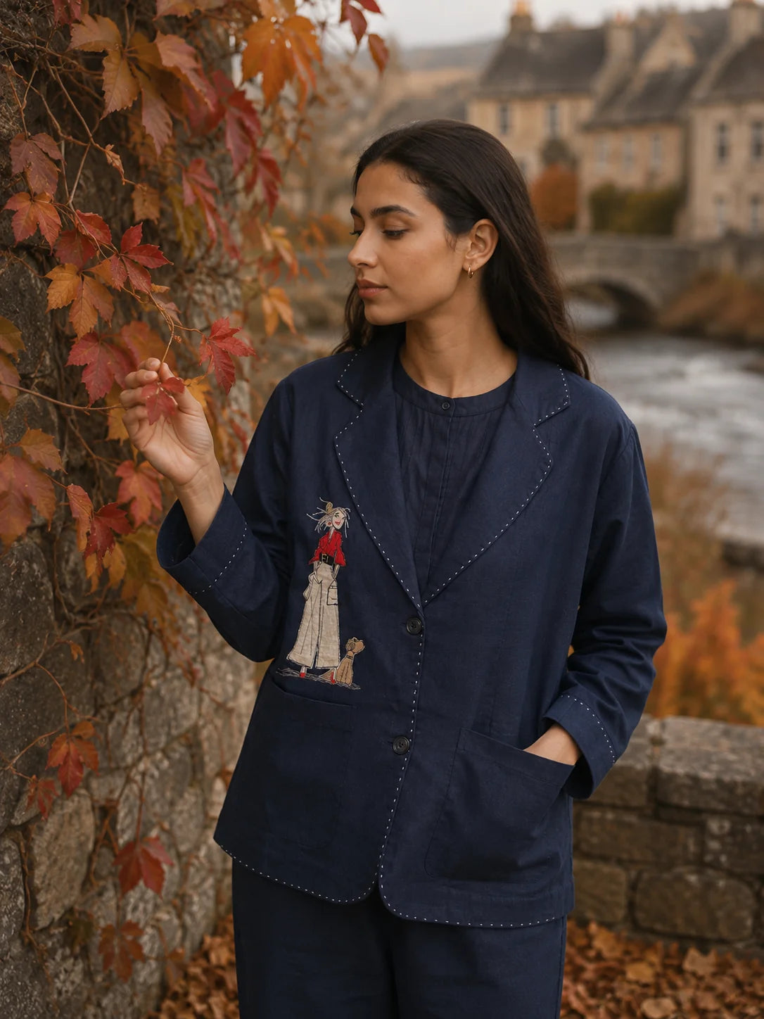 NAVY GIRL & DOG EMB BLAZER