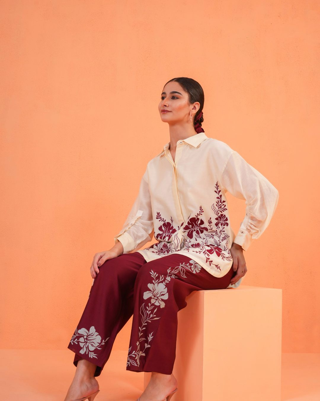 ORIGANI Maroon Mirage Co-ord Set