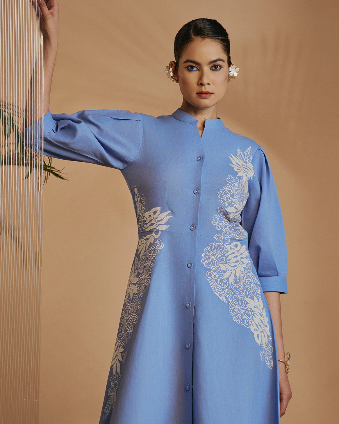 ORIGANI Blue Fit & Flare Dress