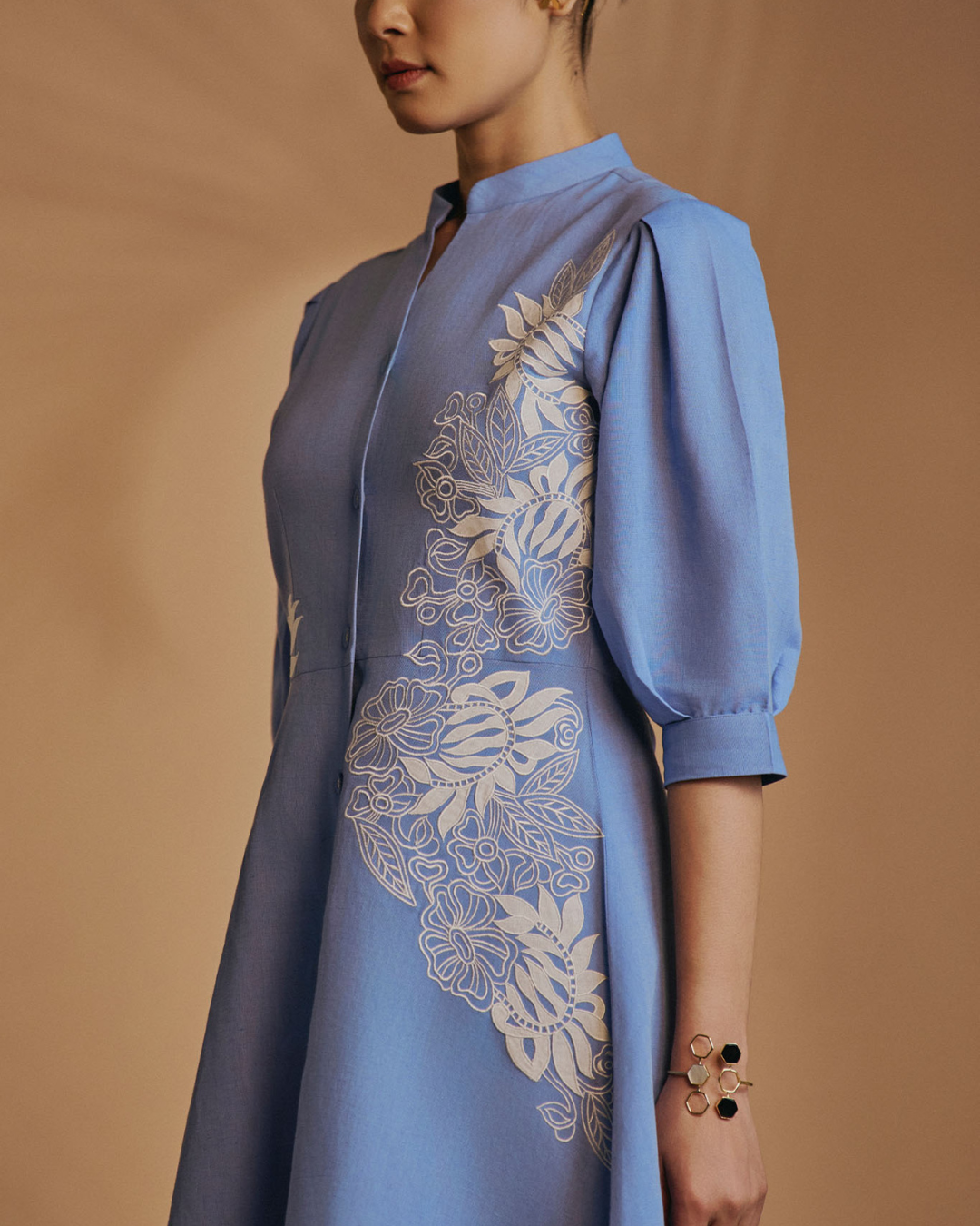 ORIGANI Blue Fit & Flare Dress