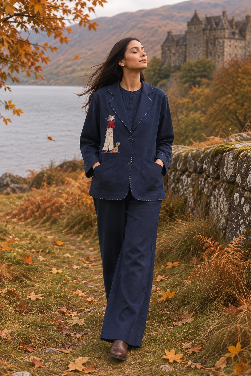 NAVY GIRL & DOG EMB BLAZER