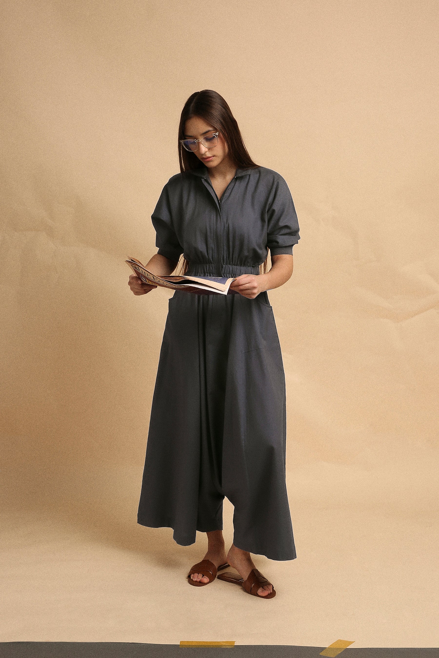 Ash Gray Collar Sphara Jumpsuit