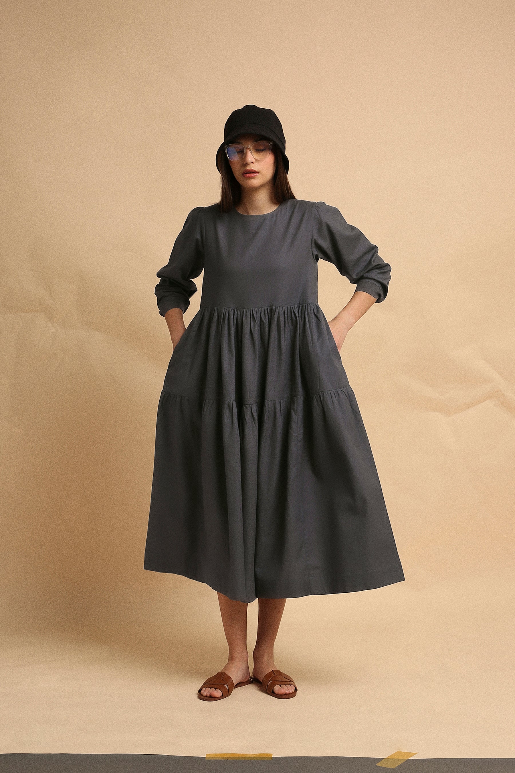 Ash Gray Rib Vasara Dress (Mati)