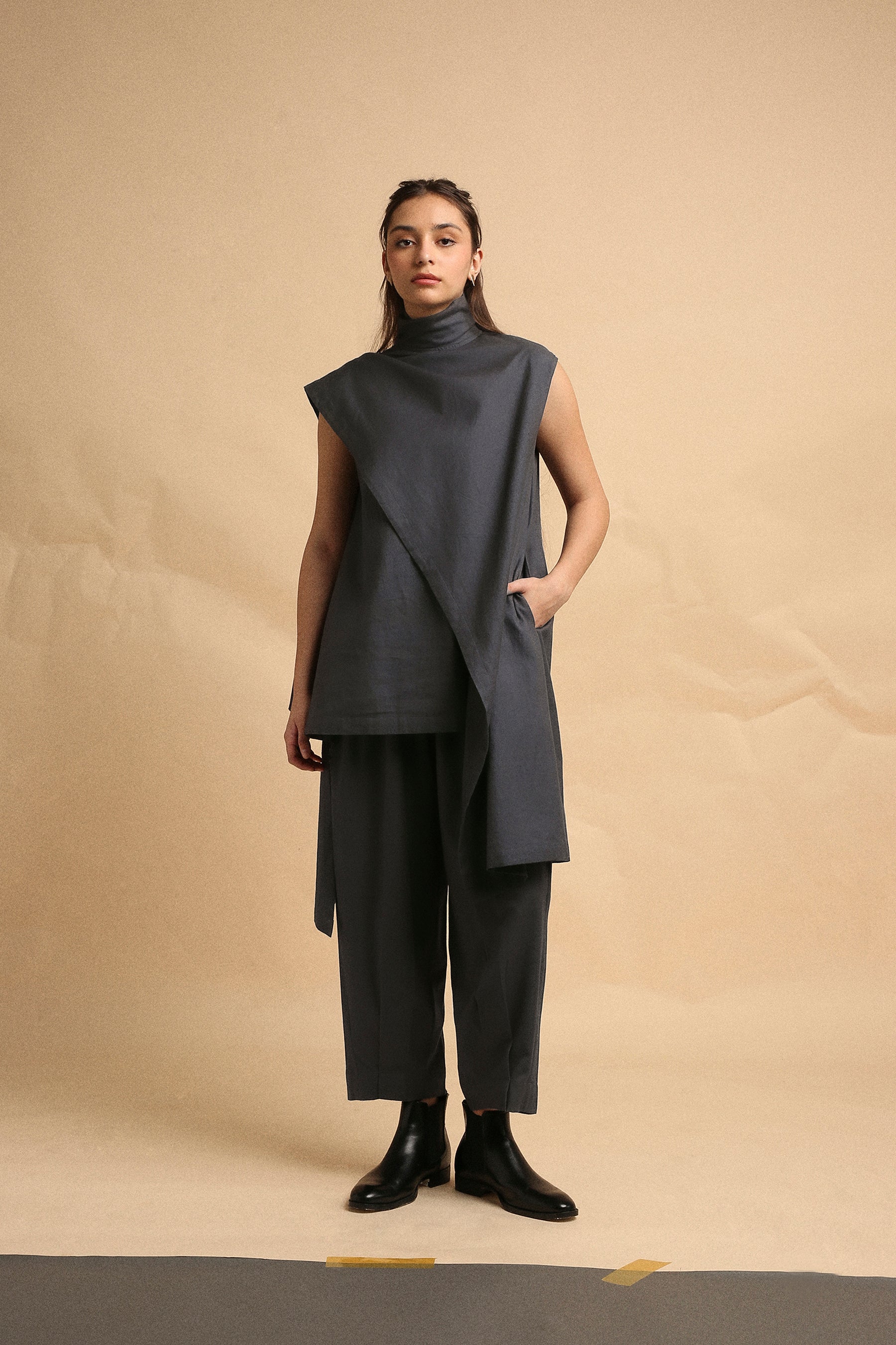 Ash Gray Toga Co-Ord Set (2 PCS) - Mati