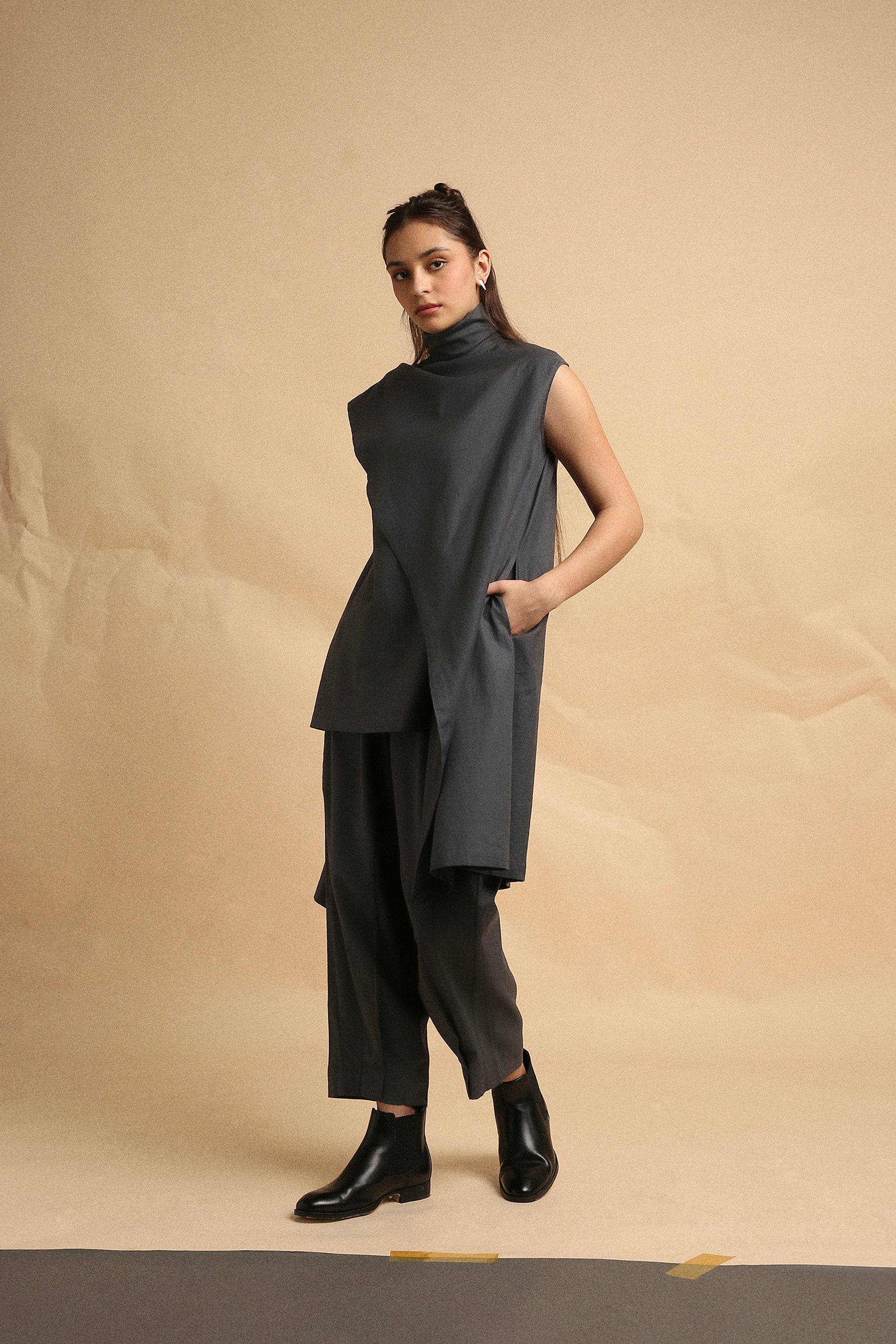 Ash Gray Toga Co-Ord Set (2 PCS) - Mati