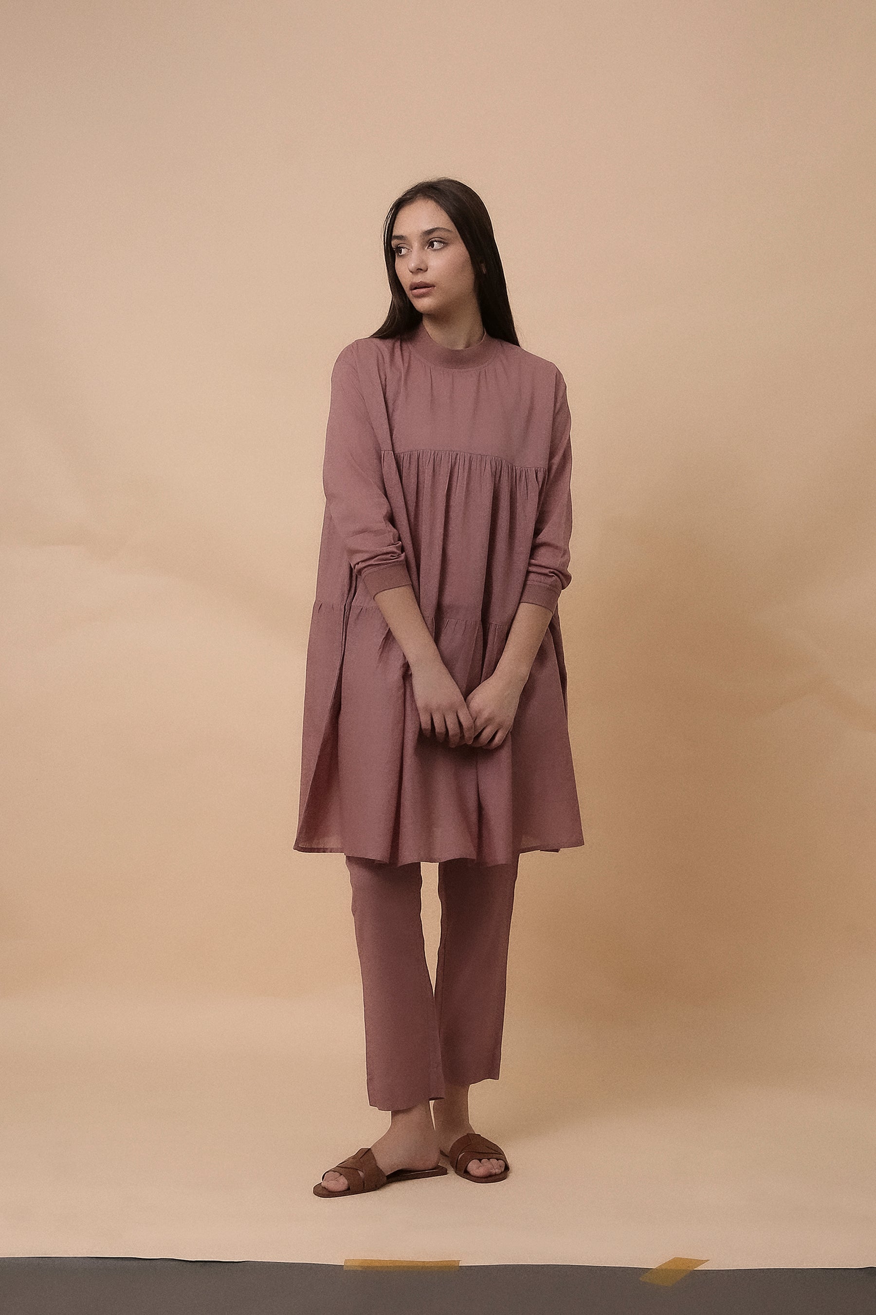 Blush Mul Rib Vena Co-Ord Set (2 PCS)- Mati