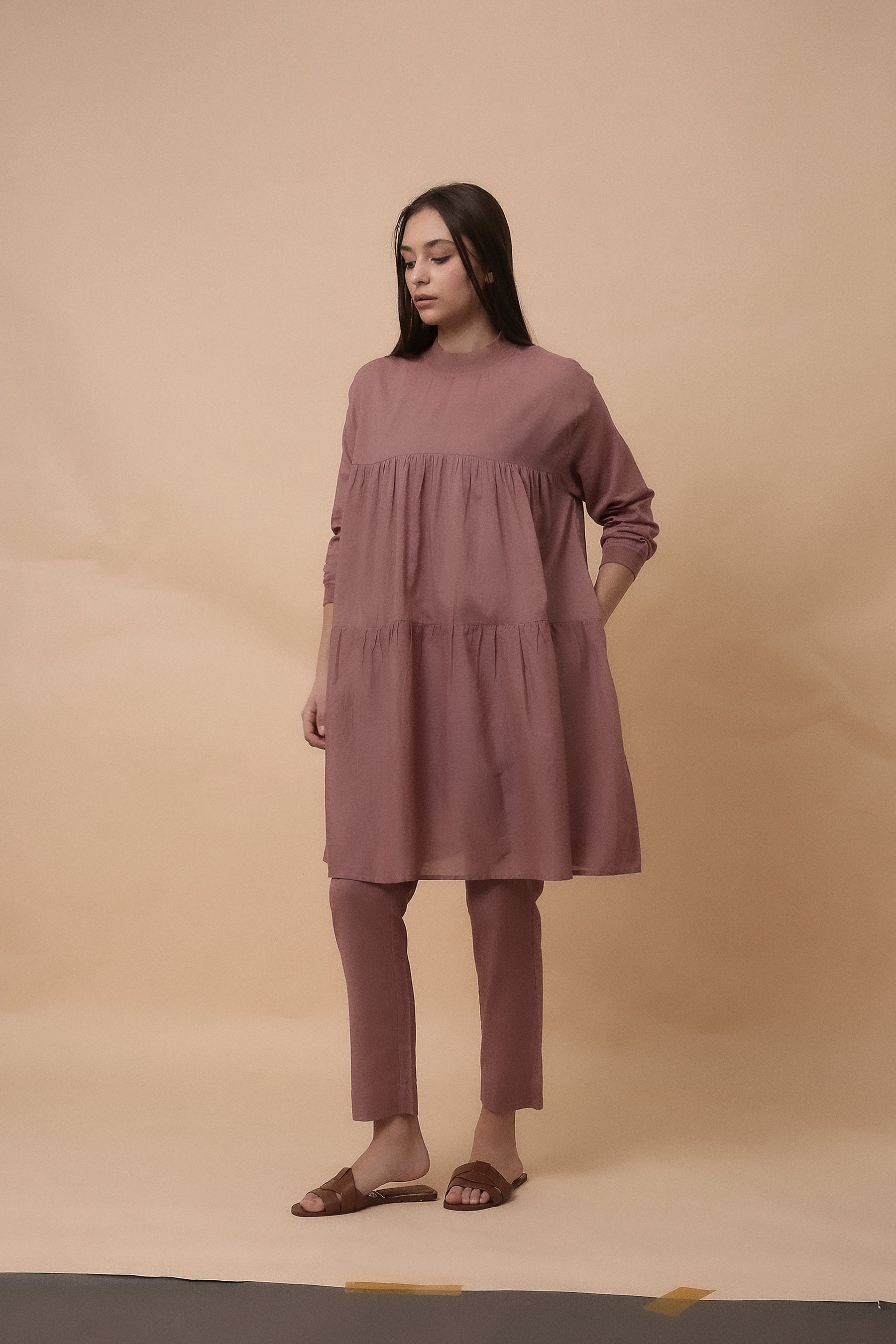 Blush Mul Rib Vena Co-Ord Set (2 PCS)- Mati