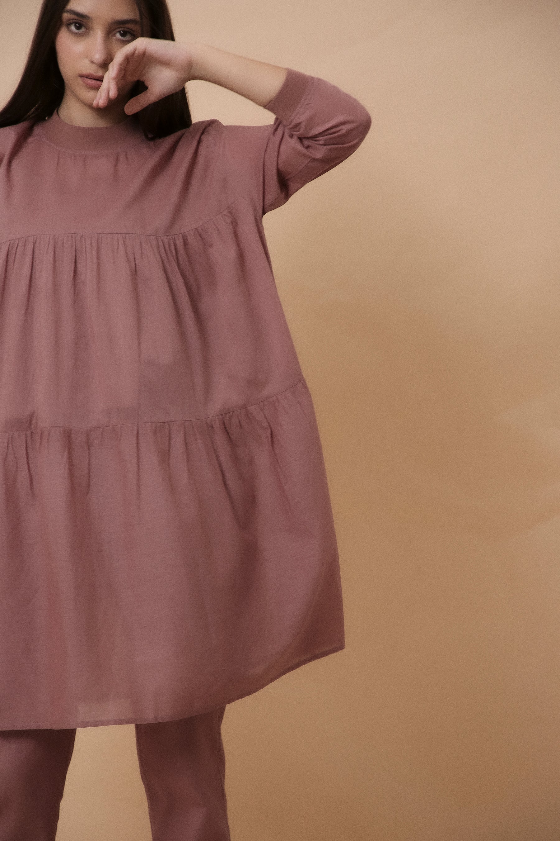 Blush Mul Rib Vena Co-Ord Set (2 PCS)- Mati