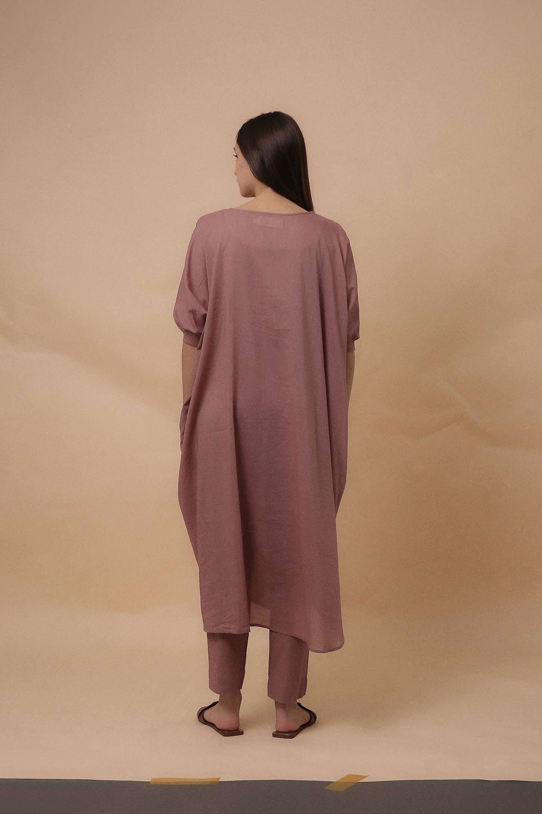 Blush Rib Mul Cowl Tunic Co-Ord Set (2 PCS)