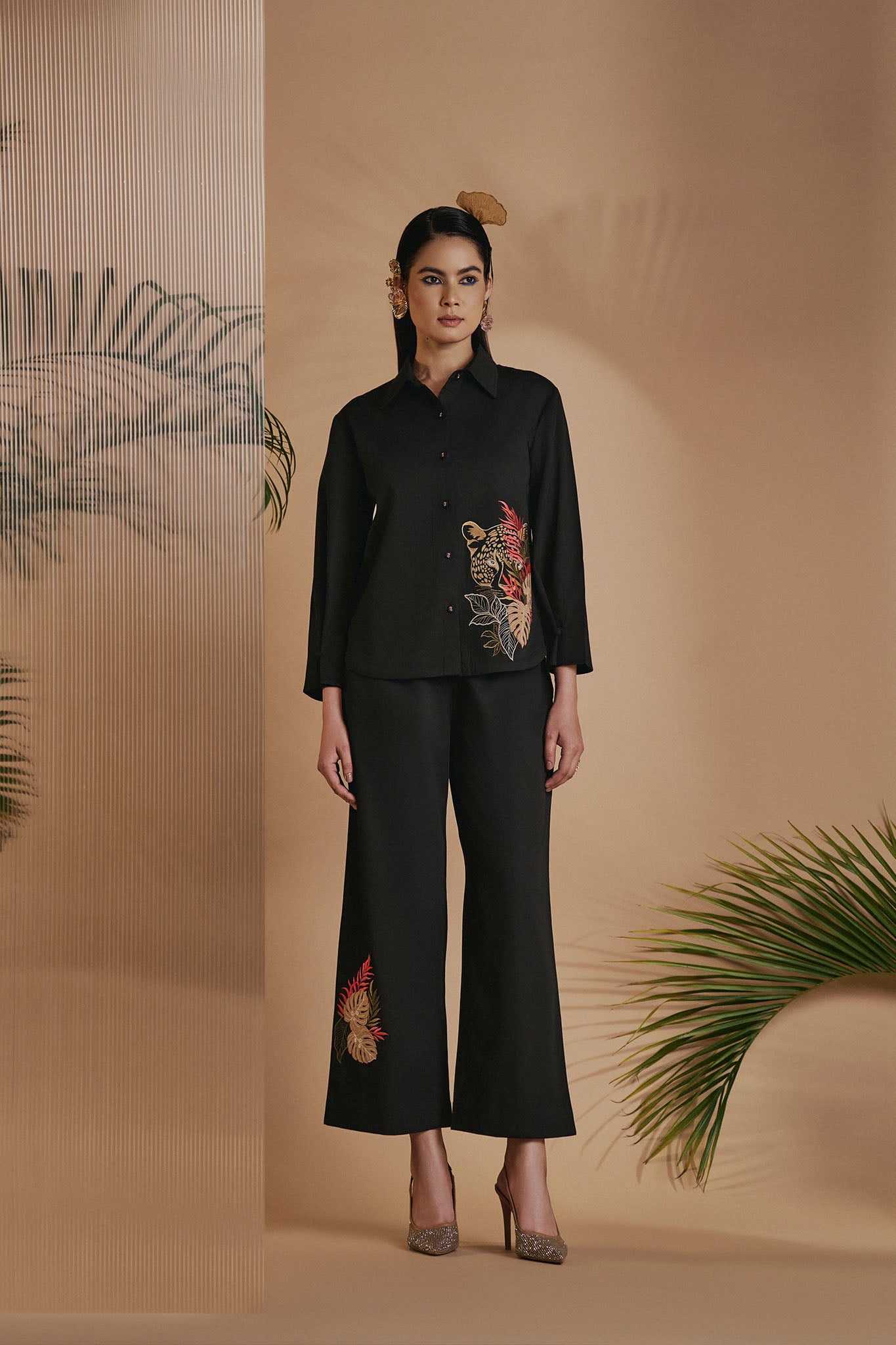 ORIGANI Black Leopard Shirt