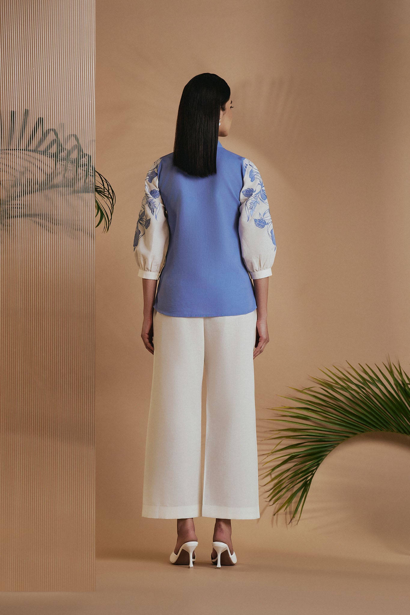 ORIGANI Blue Ivory Petal Safari Co-ord Set