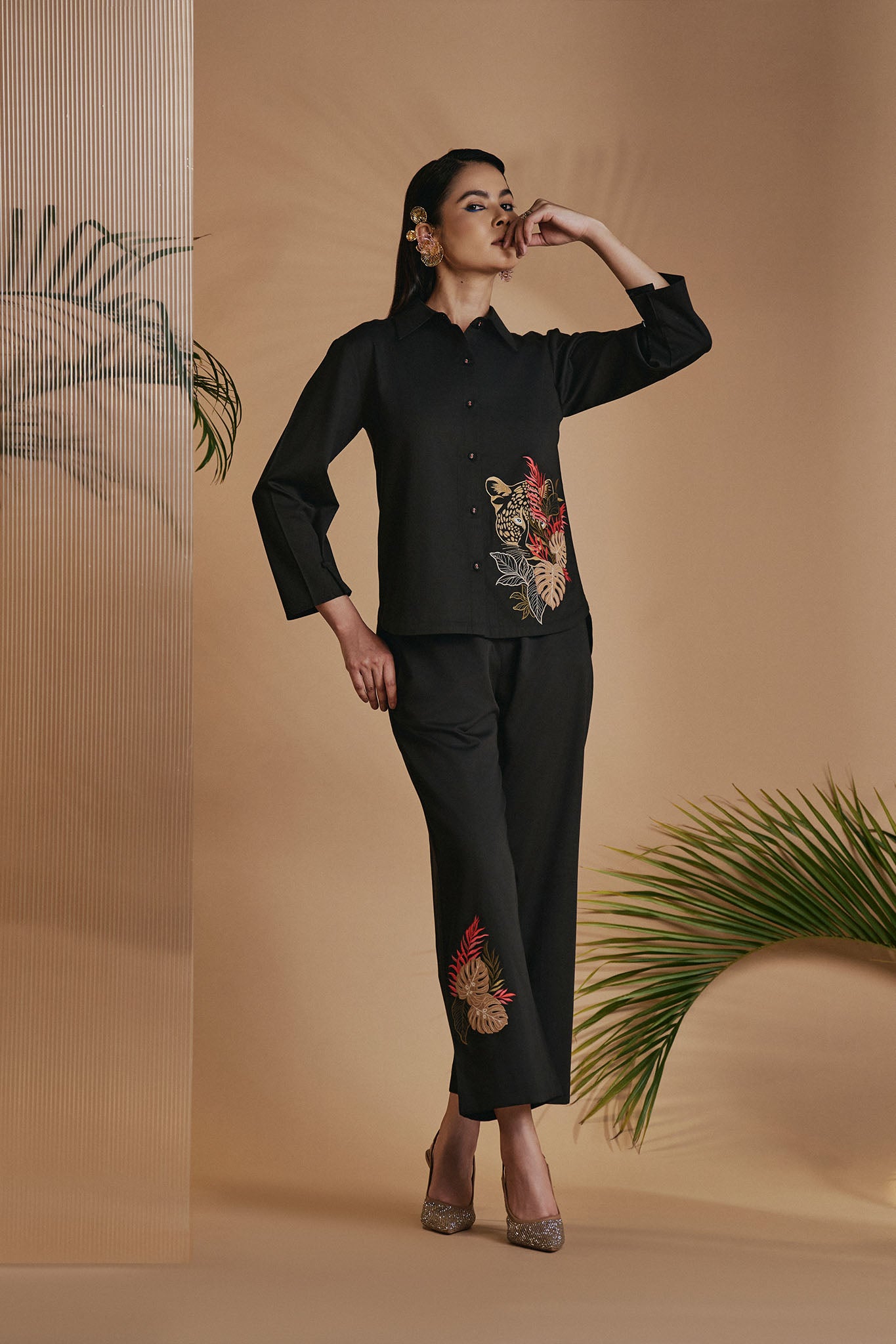 ORIGANI Black Leopard Shirt